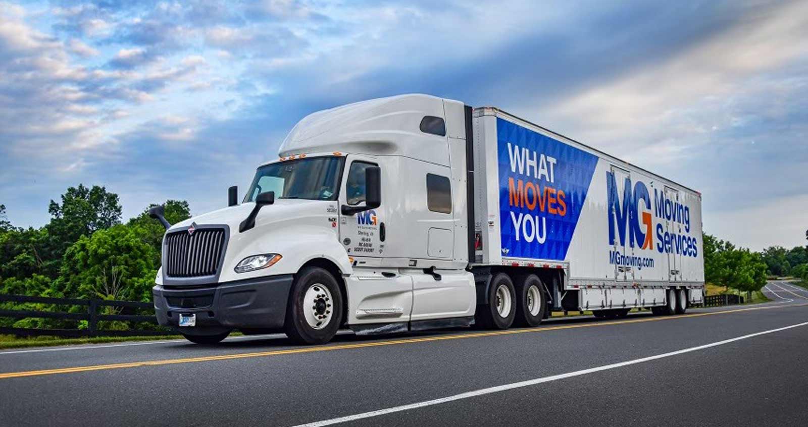 long distance moving truck on the highway